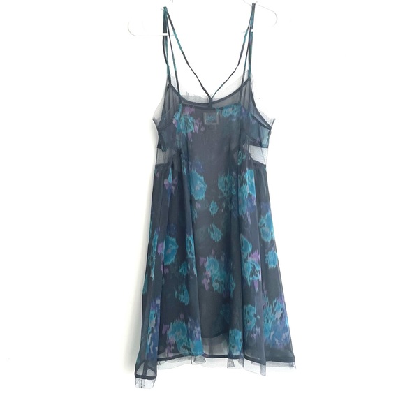 Free People Intimately Chiffon Blue Poppyfield Midnight Slip Dress Size XS-S - Picture 7 of 14